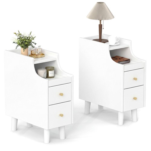 2pcs narrow nightstand solid - narrow,