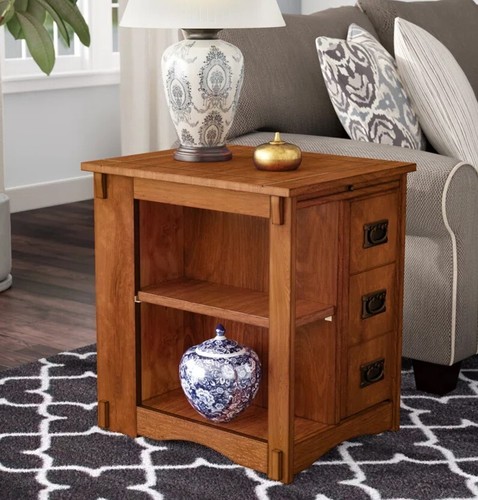 Brown wood end table mission - end,